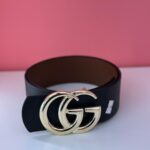 حزام غوتشي اسود هاردوير ذهبي