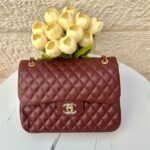 شانيل برغندي جلد املس ، 30سم.