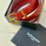 حزام ysl برغندي مع علبة مختوم