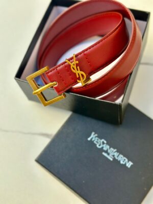حزام ysl برغندي مع علبة مختوم