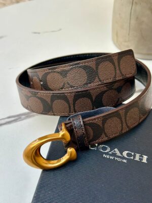 حزام coach بني مع علبة مختوم