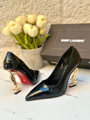 هيلز ysl، كعب ذهبي واحمر