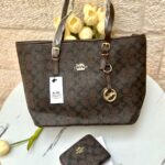 كوتش بني بكج(حقيبة+جزدان نقود)