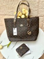 كوتش بني بكج(حقيبة+جزدان نقود)