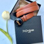 حزام ysl عسلي(شعار دائري) مع علبة مختوم