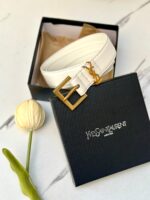 ⁦حزام ysl ابيض مع علبة مختوم⁩ - الصورة ⁦2⁩