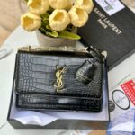 YSL كتف/كروس اسود جلد تمساح مع علبة 🖤🎁