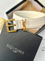 حزام ysl ابيض مع علبة مختوم