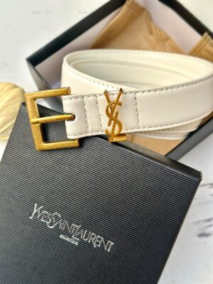 حزام ysl ابيض مع علبة مختوم