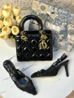 ⁦ليدي ديور اسود لامع،مع علبة،22 سم 🖤⁩ - الصورة ⁦5⁩