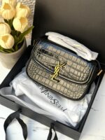 YSL سولفيرينو اسود جلد تمساح مع بوكس 🖤🎁