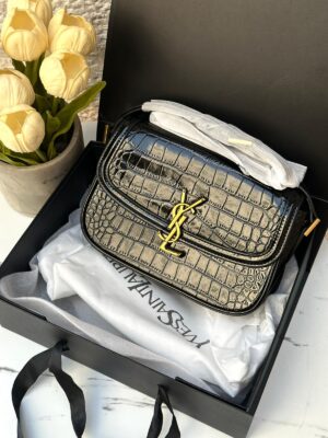 YSL سولفيرينو اسود جلد تمساح مع بوكس 🖤🎁