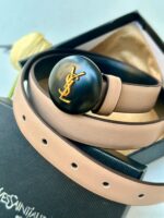 حزام ysl بيج (شعار دائري) مع علبة مختوم