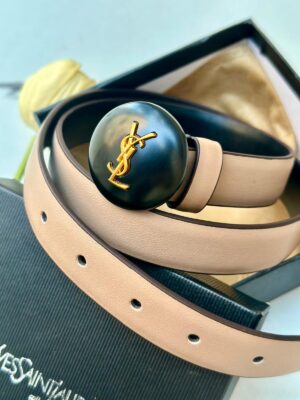 حزام ysl بيج (شعار دائري) مع علبة مختوم
