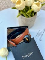 ⁦حزام ysl عسلي(شعار دائري) مع علبة مختوم⁩ - الصورة ⁦3⁩