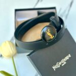 حزام ysl اسود(شعار دائري) مع علبة مختوم
