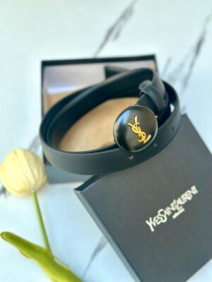 حزام ysl اسود(شعار دائري) مع علبة مختوم