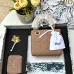 بكج DIOR لون نود ، حقيبة + محفظة + ماديليا النجمة + حزامين (حزام جلد +حزام سلسلة) + وشاح