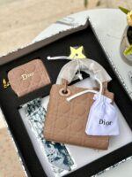 ⁦بكج DIOR لون نود ، حقيبة + محفظة + ماديليا النجمة + حزامين (حزام جلد +حزام سلسلة) + وشاح⁩ - الصورة ⁦2⁩