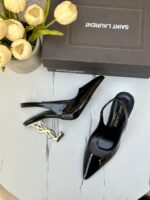 ysl هيلز اسود، مغلق من الامام، كعب فضي (ارضية سوداء) سايز 39 فقط