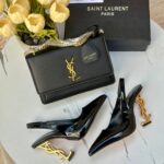 بكج YSL اسود مع هيلز مفتوح من الخلف