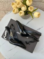 ⁦ysl هيلز اسود، مغلق من الامام، كعب فضي (ارضية سوداء) سايز 39 فقط⁩ - الصورة ⁦5⁩