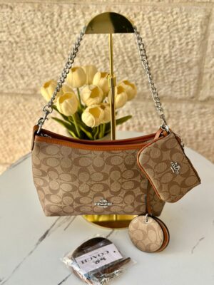 حفيبة كوتش كروسبودي مع جزدان + مرآة + حزام طويل