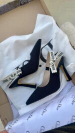 ⁦هيلز Dior اسود، قماش، ارتفاع 7سم⁩ - الصورة ⁦5⁩