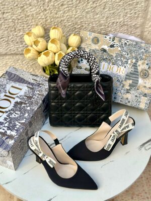 بكج Dior اسود، حقيبة قاعدة 22سم + حذاء ارتفاع 7سم
