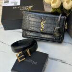 بكج (حقيبة+حزام) ysl اسود 🖤 الحقيبة قاعدة 23سم مع علبة الحزام مختوم ومع علبة