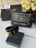 بكج (حقيبة+حزام) ysl اسود 🖤 الحقيبة قاعدة 23سم مع علبة الحزام مختوم ومع علبة