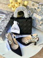 ⁦بكج Dior اسود ، حقيبة قاعدة 25سم + حذاء ارتفاع 7سم⁩ - الصورة ⁦2⁩