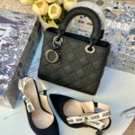 بكج Dior اسود ، حقيبة قاعدة 25سم + حذاء ارتفاع 7سم