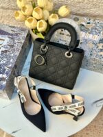 بكج Dior اسود ، حقيبة قاعدة 25سم + حذاء ارتفاع 7سم