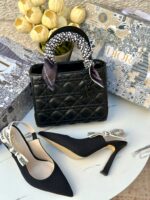 ⁦بكج Dior اسود، حقيبة قاعدة 22سم + حذاء ارتفاع 7سم⁩ - الصورة ⁦2⁩