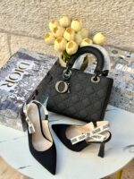 ⁦بكج Dior اسود ، حقيبة قاعدة 25سم + حذاء ارتفاع 7سم⁩ - الصورة ⁦4⁩