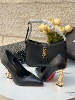 ⁦بكج YSL هوبو مع هيلز مغلق، جلد مَت ⚫️⁩ - الصورة ⁦4⁩