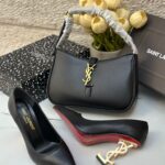 بكج YSL هوبو مع هيلز مغلق، جلد مَت ⚫️