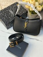 ⁦بكج (حقيبة+حزام) ysl هوبو اسود🖤 الحقيبة قاعدة 23سم مع علبة الحزام مختوم ومع علبة⁩ - الصورة ⁦3⁩