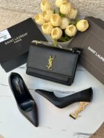 ⁦بكج YSL ساسلة مع هيلز مغلق، جلد مَت ⚫️⁩ - الصورة ⁦3⁩
