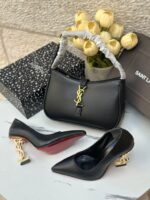 ⁦بكج YSL هوبو مع هيلز مغلق، جلد مَت ⚫️⁩ - الصورة ⁦3⁩