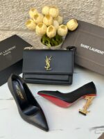 بكج YSL ساسلة مع هيلز مغلق، جلد مَت ⚫️