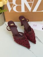 ⁦هيلز ZARA بوردو مع اللؤلؤ ارتفاع 7 سم⁩ - الصورة ⁦2⁩