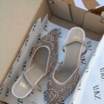 هيلز ZARA بيج مع اللؤلؤ ارتفاع 7 سم