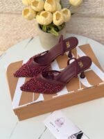 ⁦هيلز ZARA بوردو مع اللؤلؤ ارتفاع 7 سم⁩ - الصورة ⁦3⁩