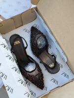 ⁦هيلز ZARA بُني مع اللؤلؤ 🤎 ارتفاع 7 سم⁩ - الصورة ⁦5⁩