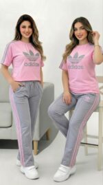 ⁦تريننج adidas قطعتين 🩶🌸 قطن 100%⁩ - الصورة ⁦3⁩