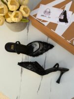 ⁦هيلز ZARA اسود مع اللؤلؤ 🖤 ارتفاع 7 سم⁩ - الصورة ⁦2⁩